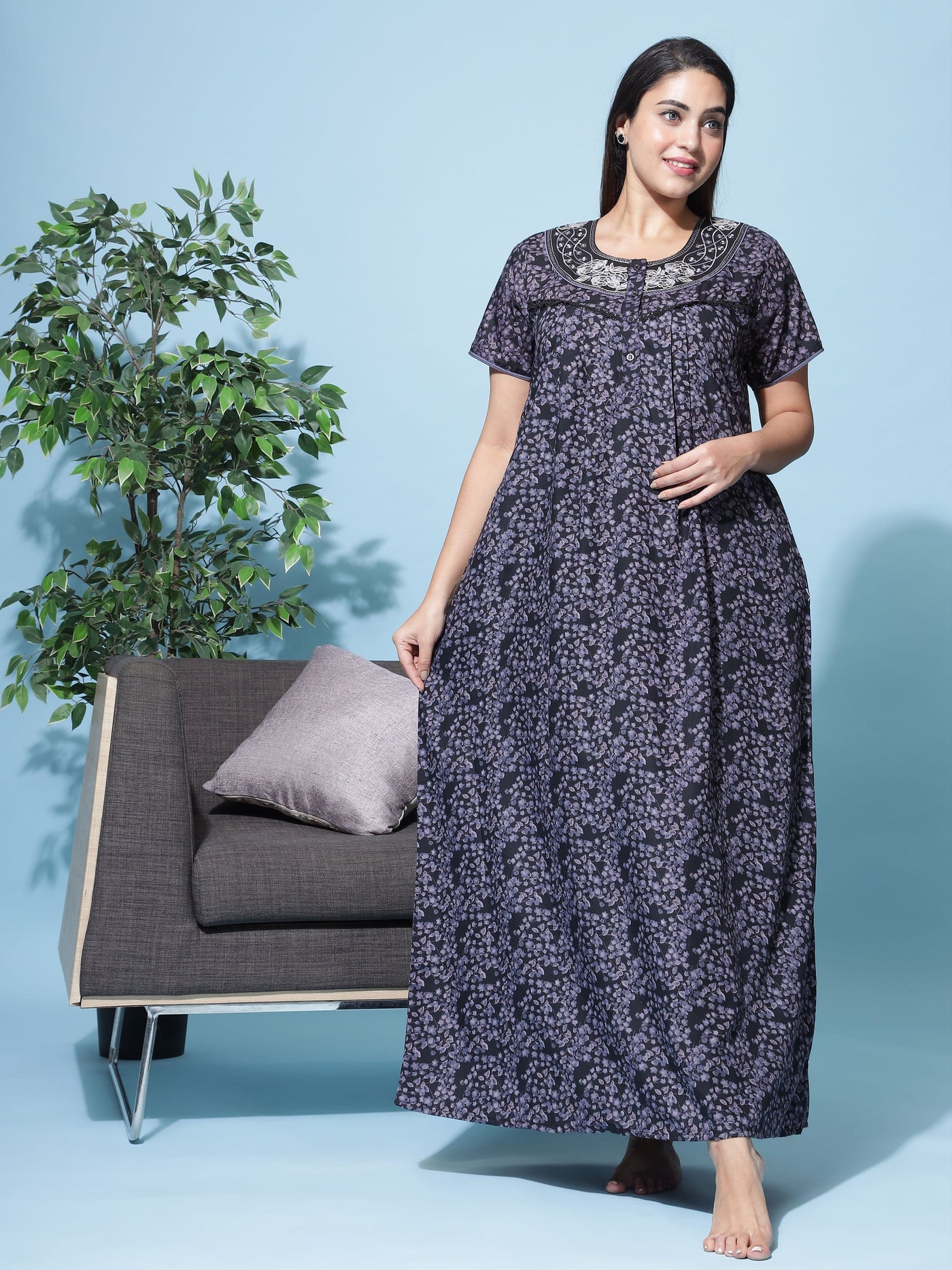 Polyester Viscose Designer Black Nighty