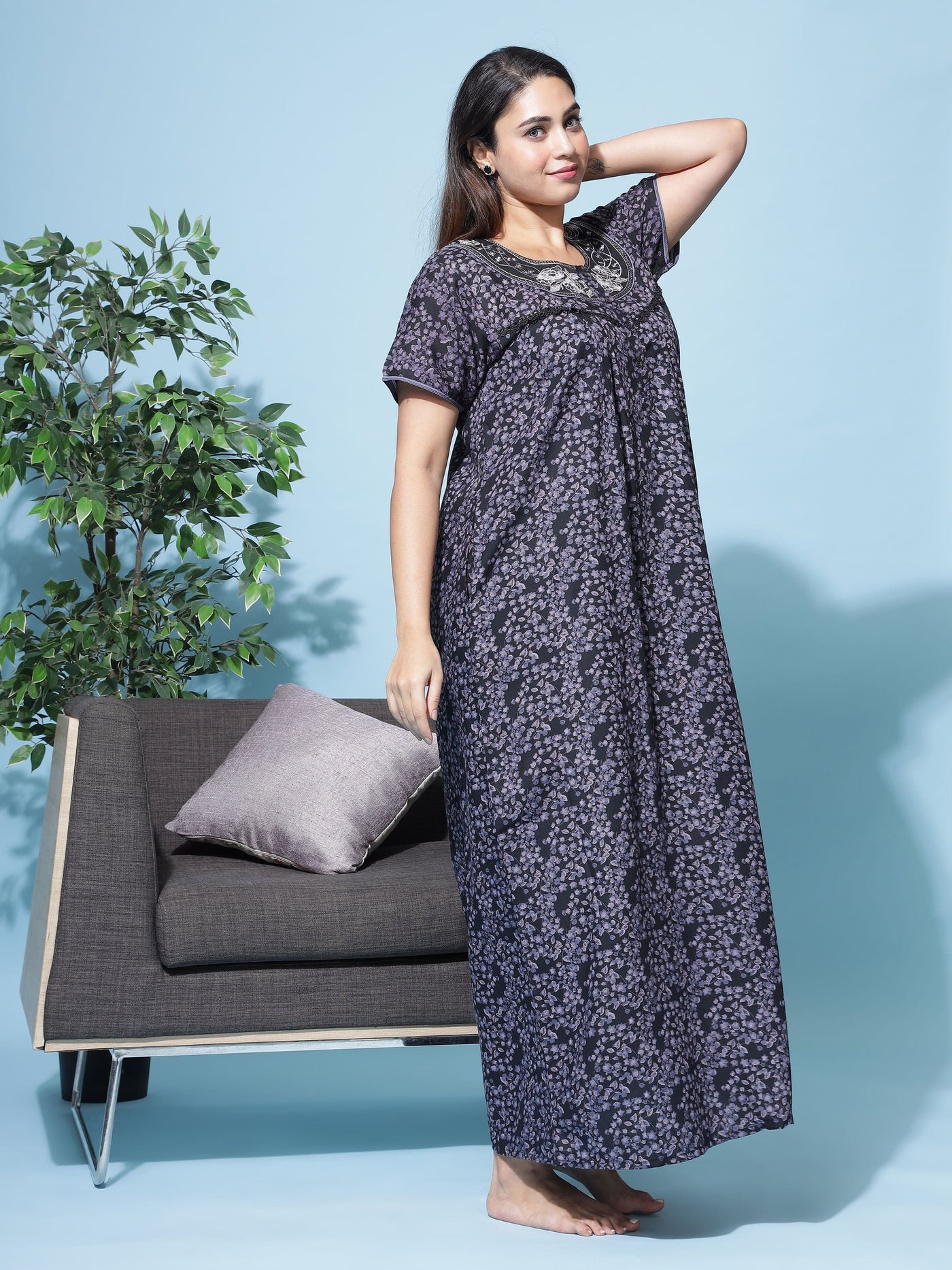 Polyester Viscose Designer Black Nighty