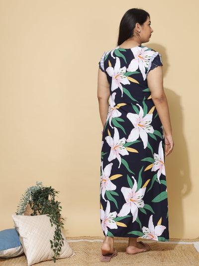 Rayon Designer Nighty Black