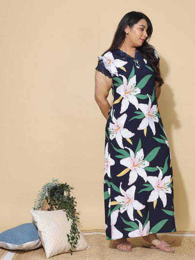 Rayon Designer Nighty Black