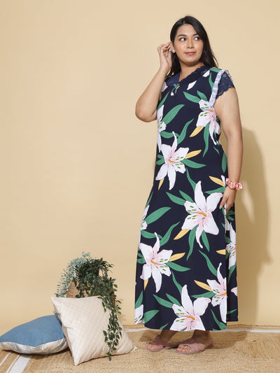 Rayon Designer Nighty Black