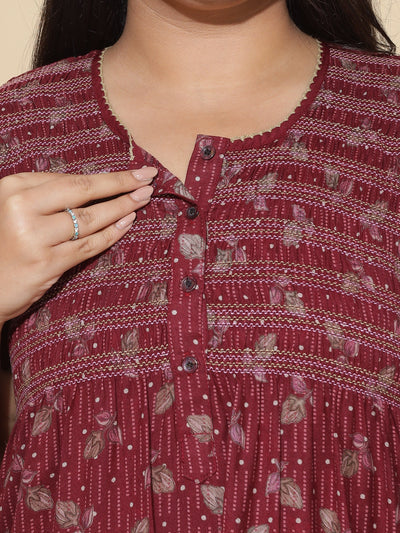 Alpine Designer Maxi Maroon Nighty