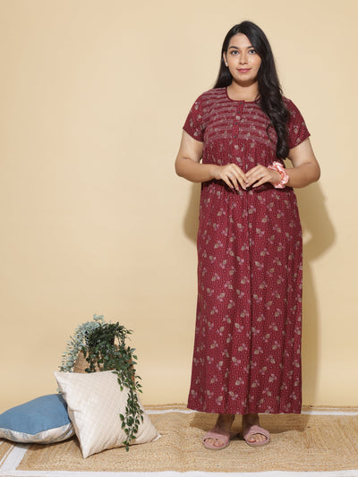 Alpine Designer Maxi Maroon Nighty
