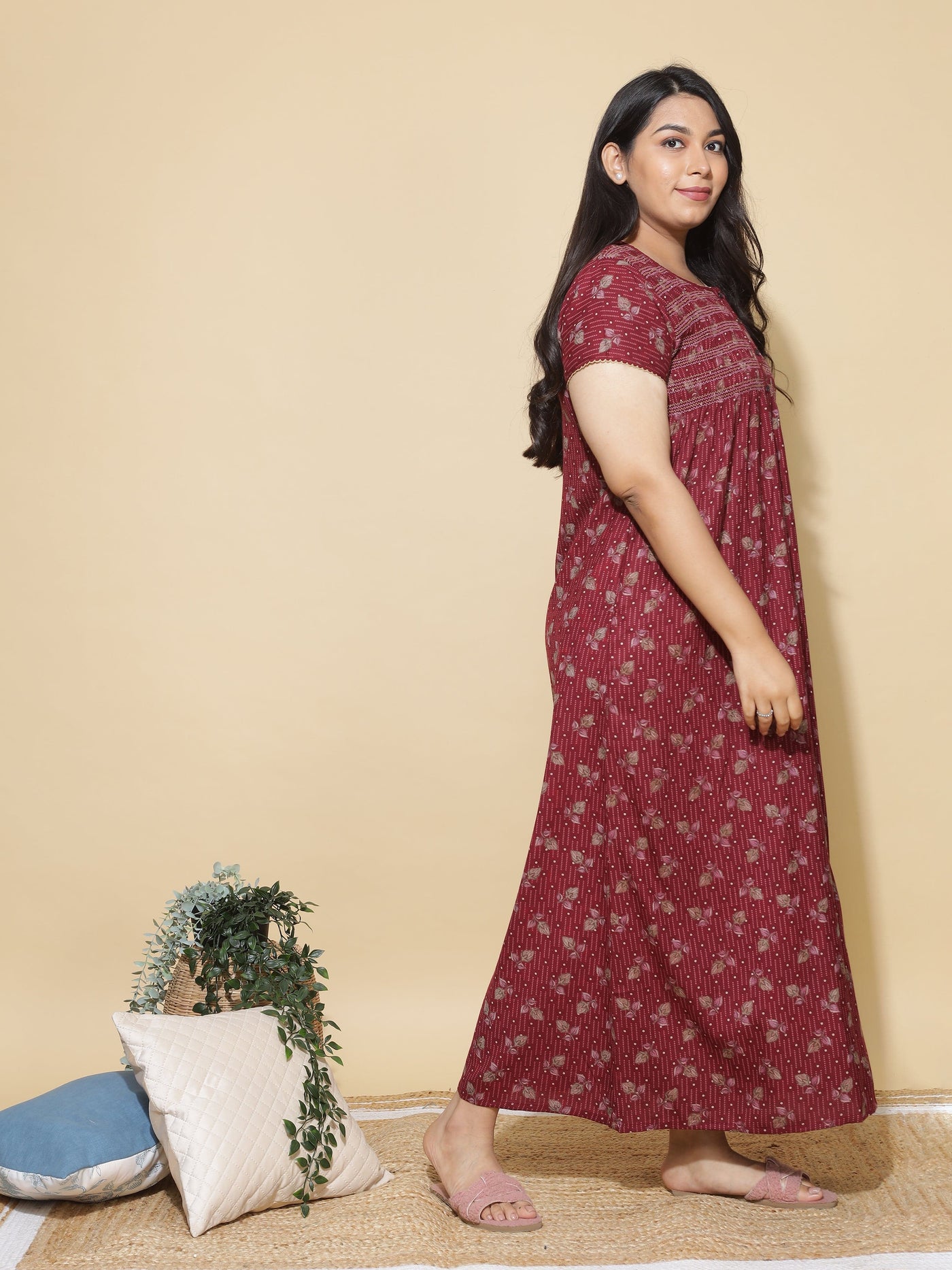 Alpine Designer Maxi Maroon Nighty