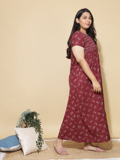 Alpine Designer Maxi Maroon Nighty