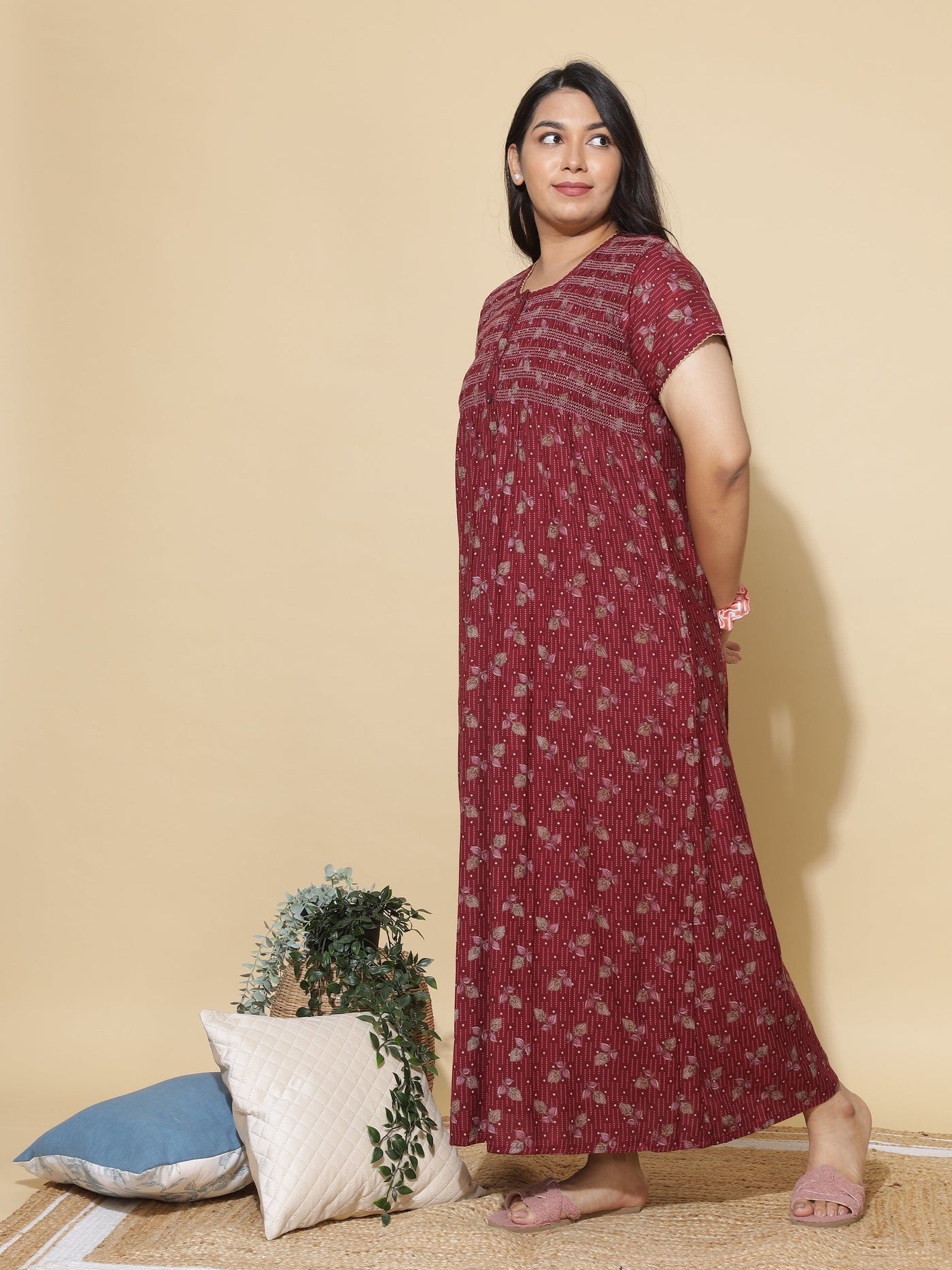 Alpine Designer Maxi Maroon Nighty