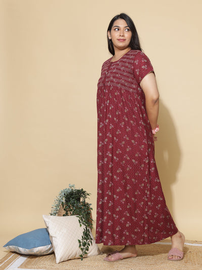 Alpine Designer Maxi Maroon Nighty