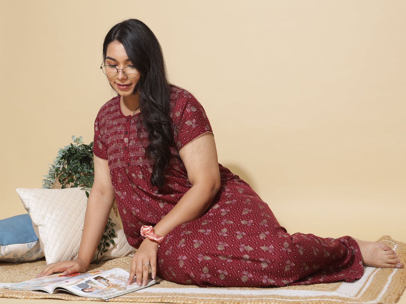 Alpine Designer Maxi Maroon Nighty