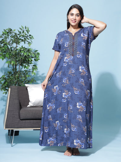 Viscose Designer Nighty Blue