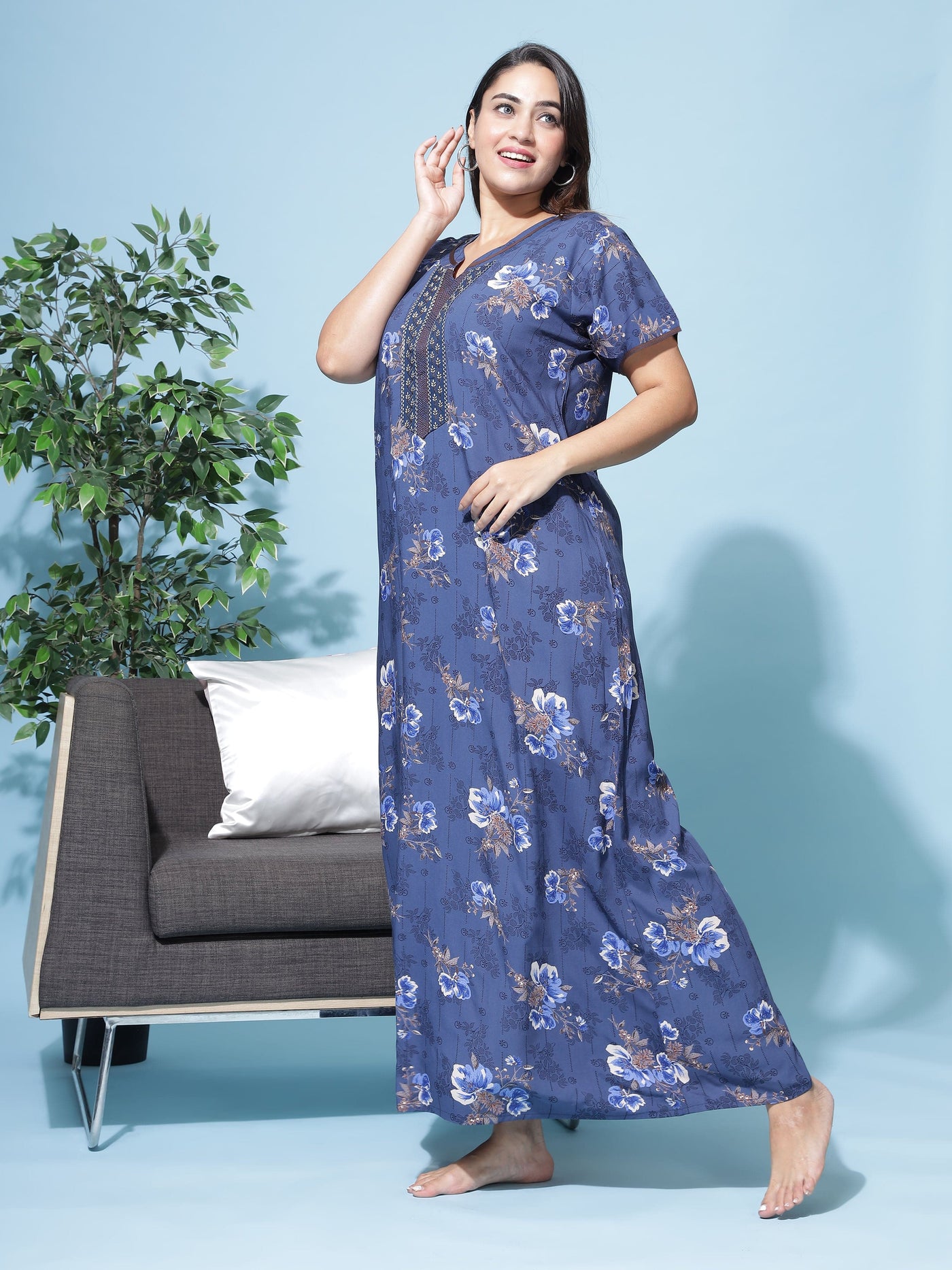 Viscose Designer Nighty Blue