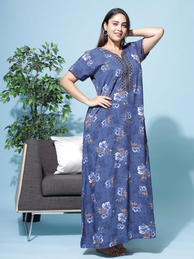 Viscose Designer Nighty Blue