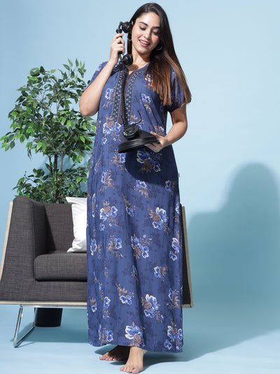 Viscose Designer Nighty Blue