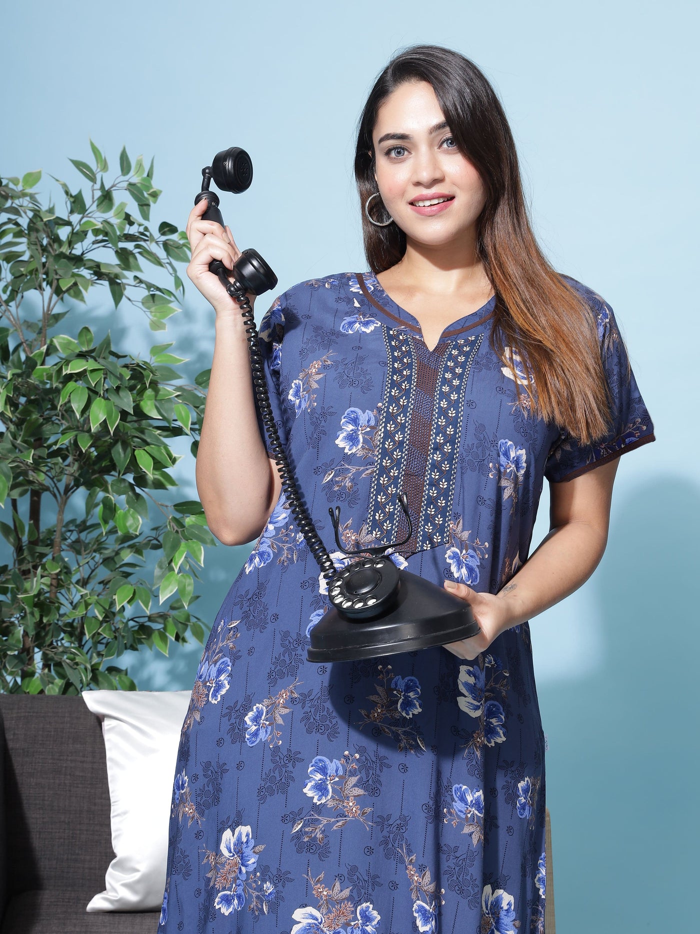 Viscose Designer Nighty Blue