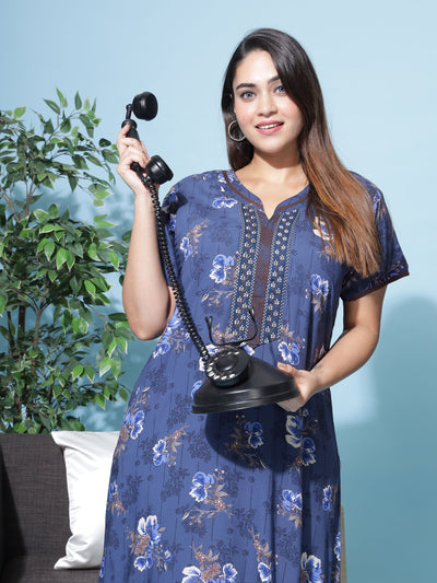Viscose Designer Nighty Blue