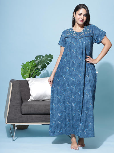 Polyester Viscose Designer Rama Green Nighty