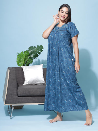 Polyester Viscose Designer Rama Green Nighty