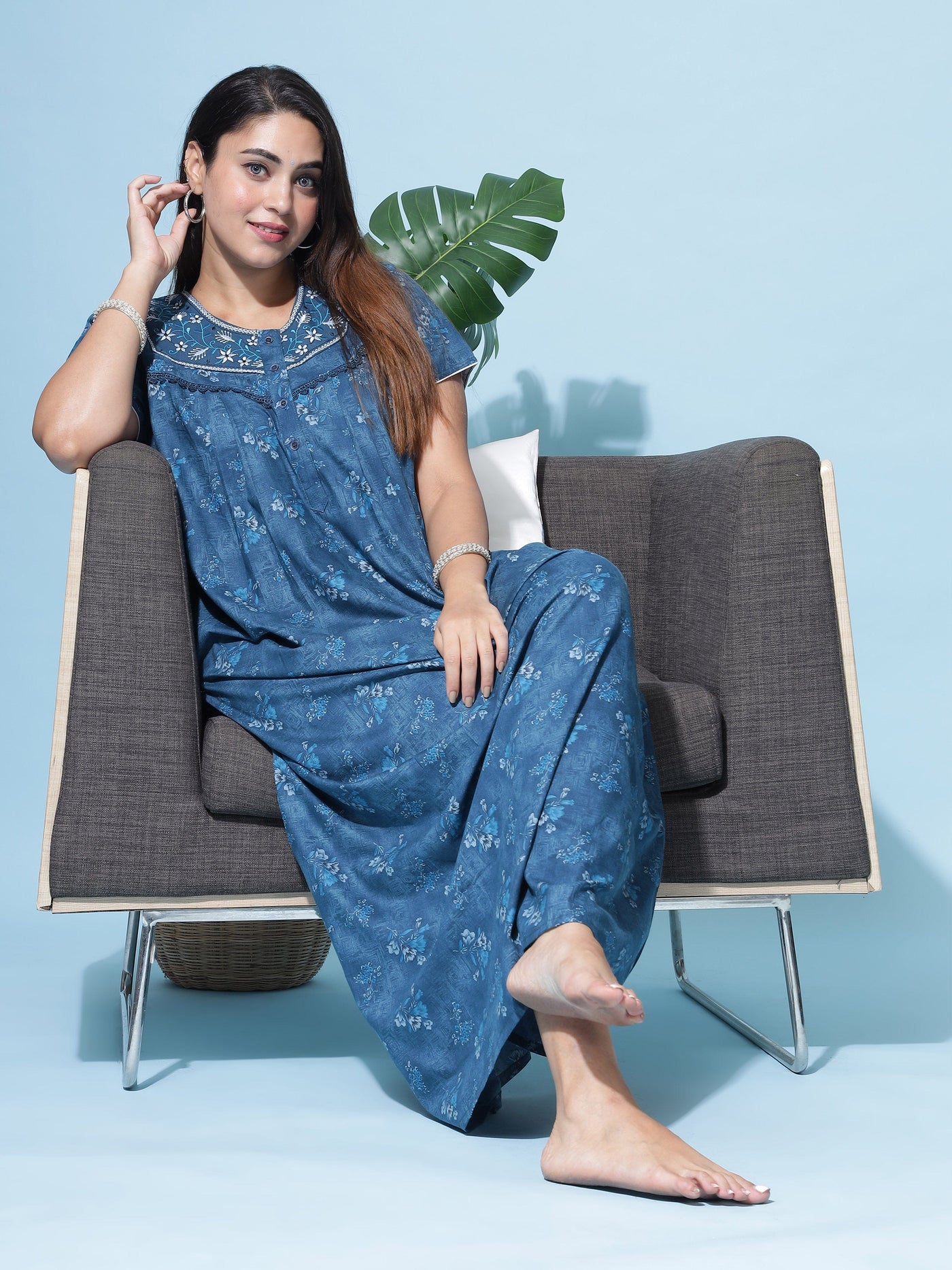 Polyester Viscose Designer Rama Green Nighty