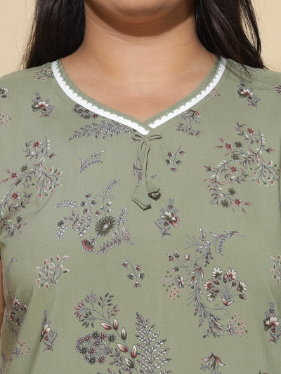 Viscose Designer Nighty Olive Green