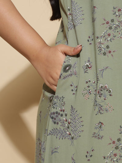 Viscose Designer Nighty Olive Green