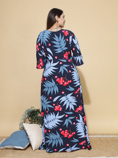 Rayon Designer Nighty Blue Black