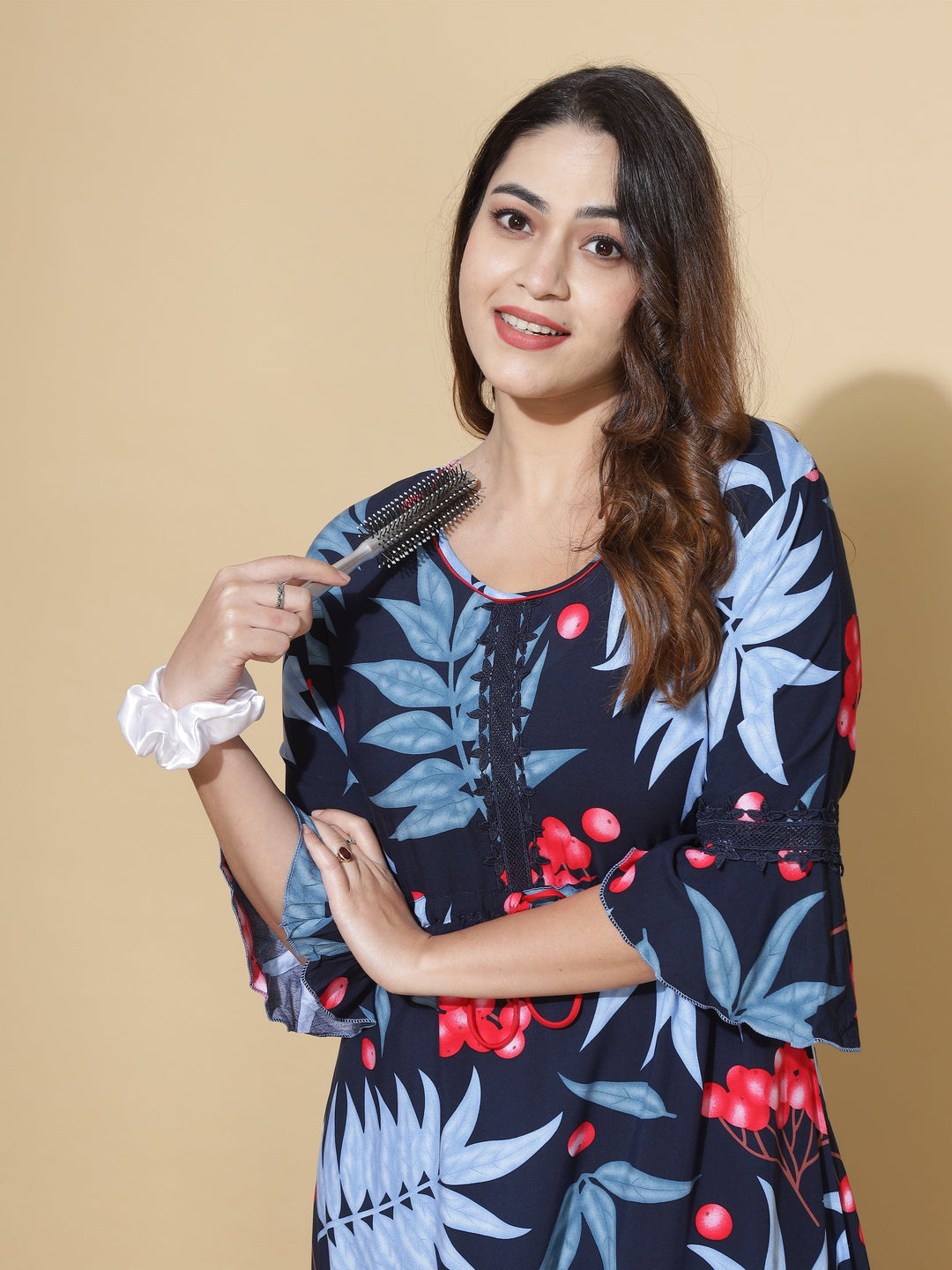 Rayon Designer Nighty  Buy Trendy Blue and Black Rayon Nighty Online at 9shines Label- 9shines label 