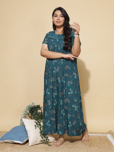 Viscose Designer Nighty Deep Green