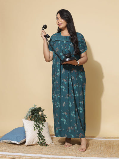 Viscose Designer Nighty Deep Green