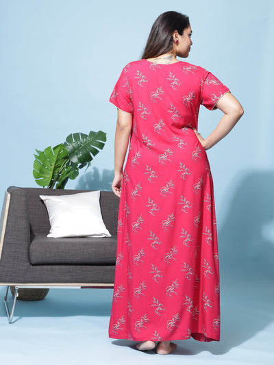 Viscose Designer Pink Red Nighty