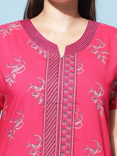 Viscose Designer Pink Red Nighty