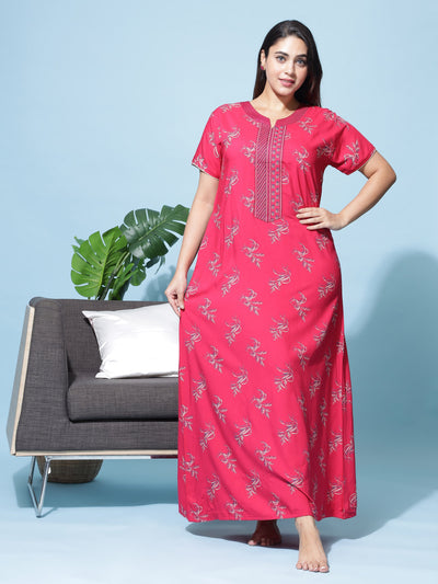 Viscose Designer Pink Red Nighty