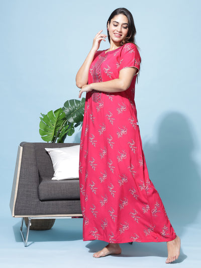 Viscose Designer Pink Red Nighty