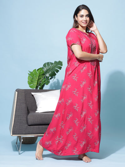 Viscose Designer Pink Red Nighty