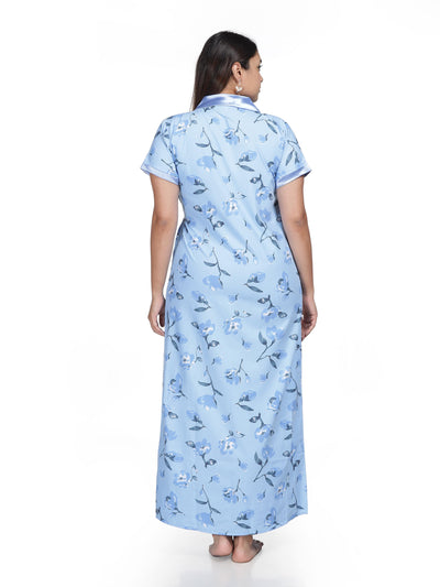 Viscose Blend House Coat Blue