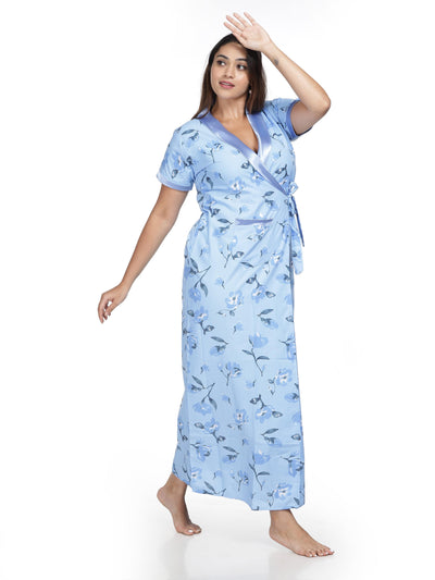 Viscose Blend House Coat Blue