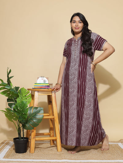 Alpine Designer Maxi Nighty Maroon