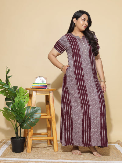 Alpine Designer Maxi Nighty Maroon