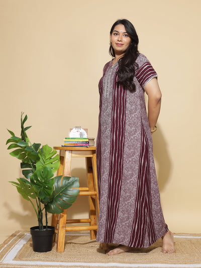 Alpine Designer Maxi Nighty Maroon