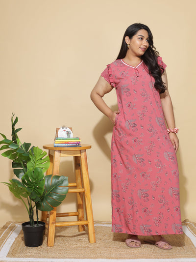 Viscose Designer Nighty Peach