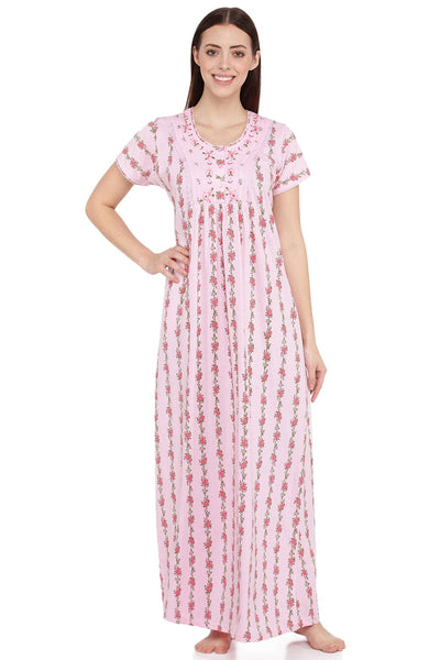 Cotton Blend Designer Nighty Lilly Pink