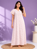 Pastel Peach Bamboo Feel Crush Cotton Designer Nighty for Women