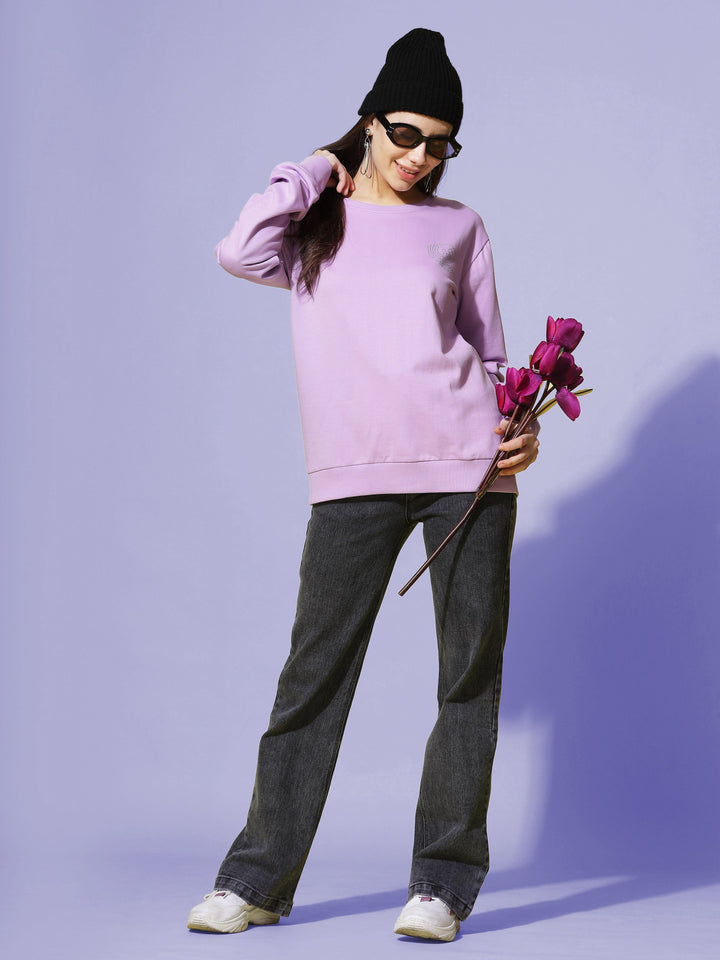  Sweatshirt  Lavender Loveliness: Explore Our Women's Solid Sweatshirt Collection- 9shines label 