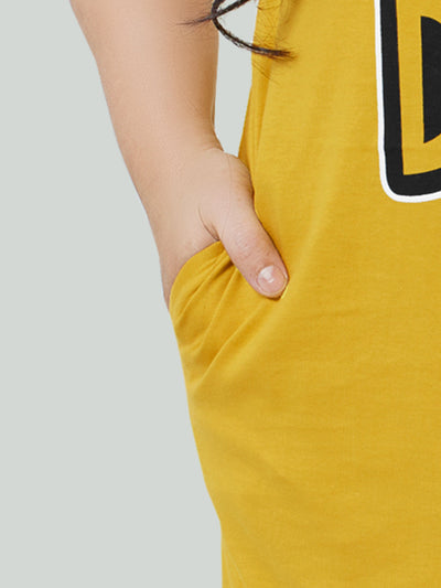 Hosiery Cotton Short Nighty Plus Size Corn Yellow