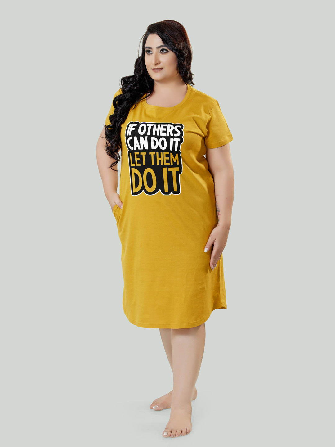  Plus Size Short Nighty  Yellow Color Nighty | Shop Plus Size Sexy Nighties In India- 9shines label 