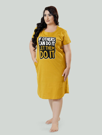 Hosiery Cotton Short Nighty Plus Size Corn Yellow