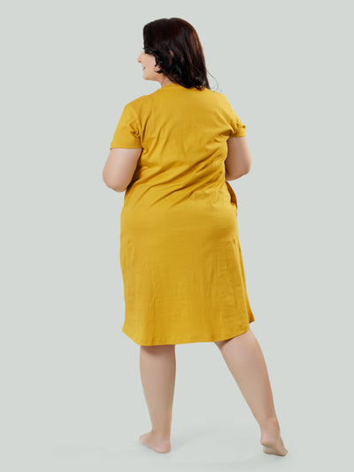 Hosiery Cotton Short Nighty Plus Size Corn Yellow