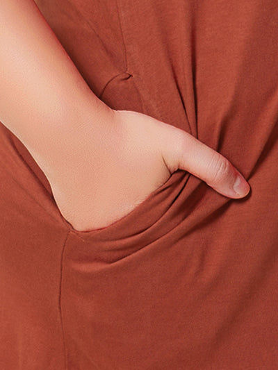 Hosiery Cotton Short Nighty Plus Size Fire Brick