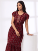 Blossom Maroon Alpine Designer Nighty for Women Relaxed Frock Style