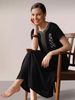 Charm Black Alpine Designer Nighty for Women with Pintuck Embroidery