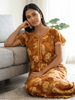 Petal Mustard Floral Print Designer Nighty for Women Relaxed Fit