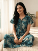 Petal Teal Floral Print Designer Nighty for Women Soft Fit